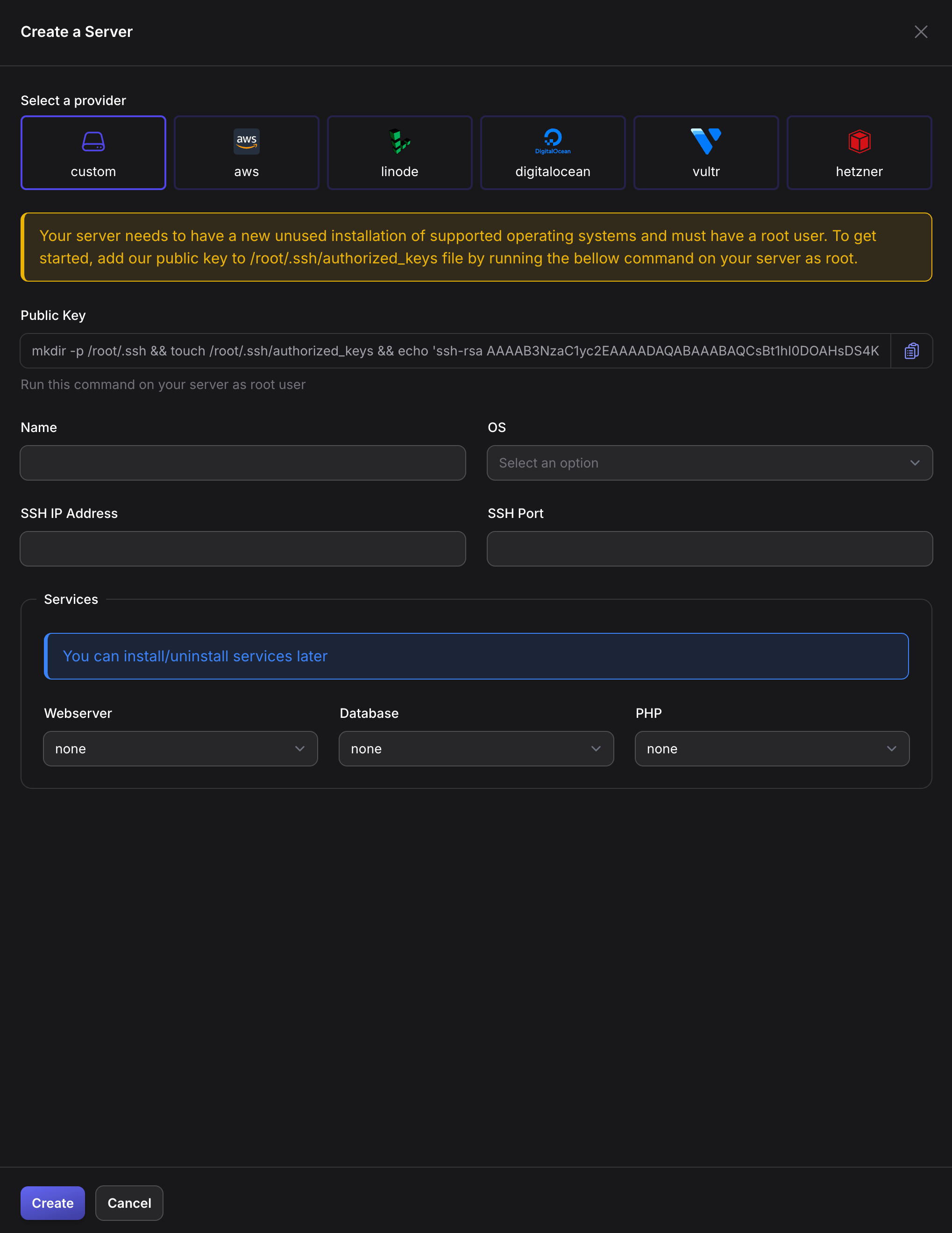 Create Server